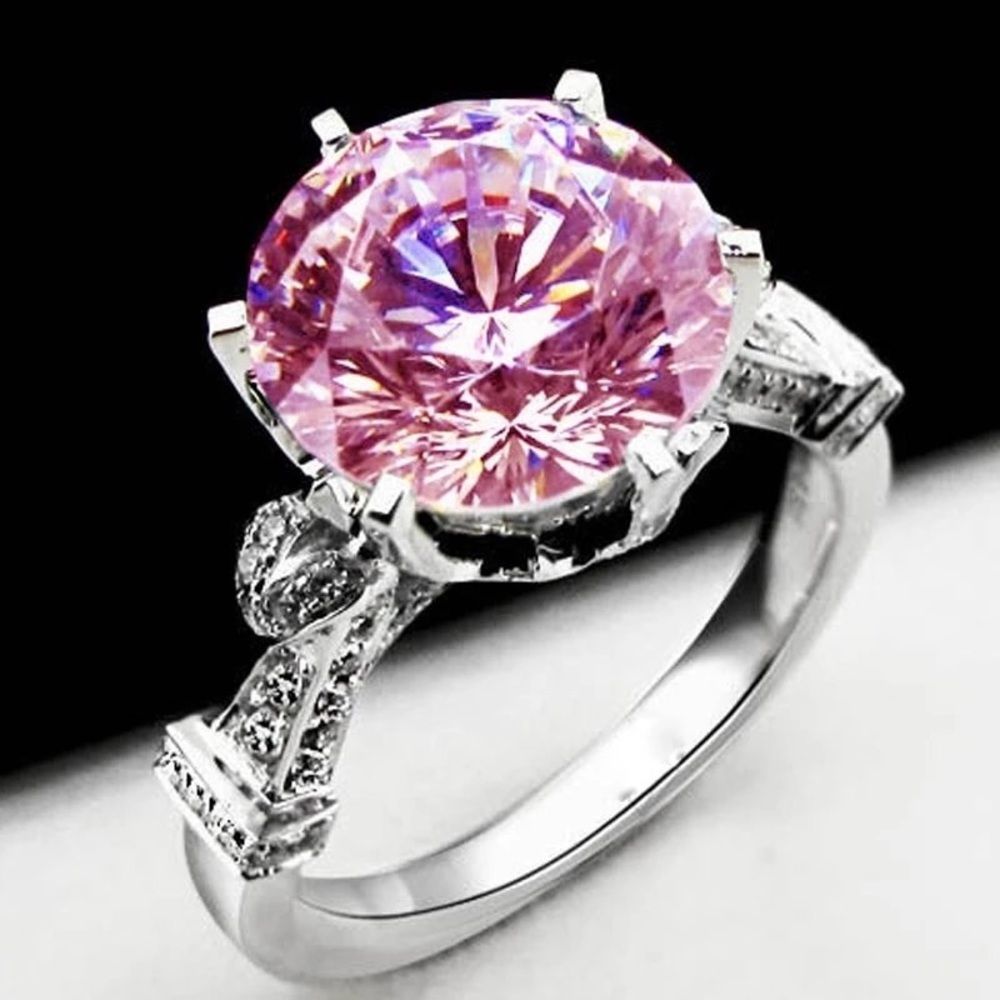 New Sterling Silver Pink CZ Ring
